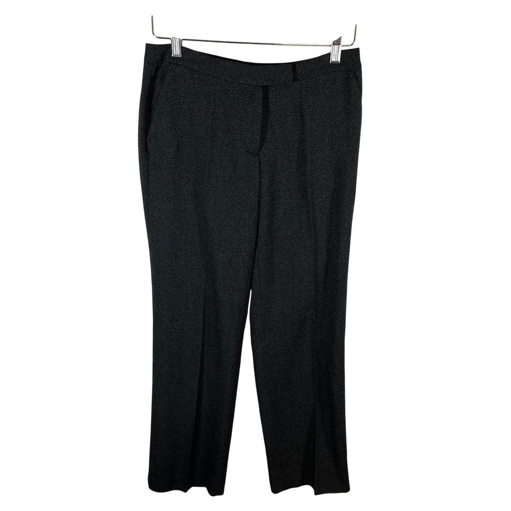 Calvin Klein Womens Black White Micro Pattern Straight Leg Dress Pants Size 2